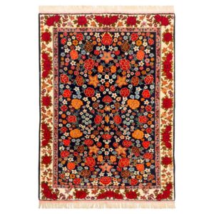 Tapis persan authentique en laine noué à la main à Bojnurd bordure florale
