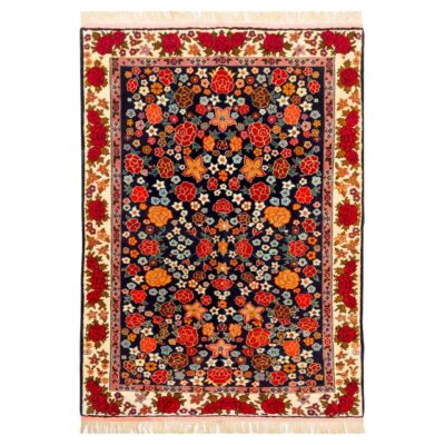 Tapis persan authentique en laine noué à la main à Bojnurd bordure florale