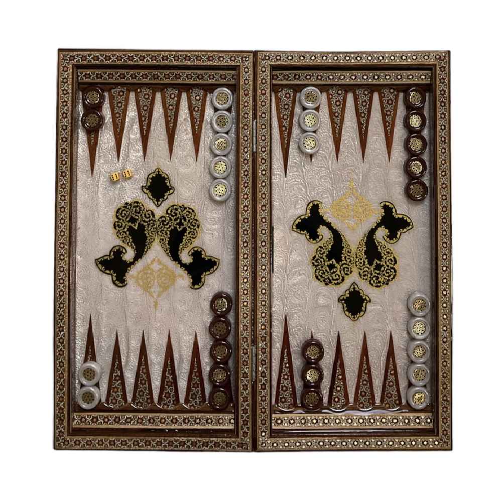 Plateau de Backgammon en Marqueterie Incrustée avec Artisanat Khatamkari