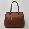Sac à main Bauletto en cuir marron avec grande capacité et poignées doubles