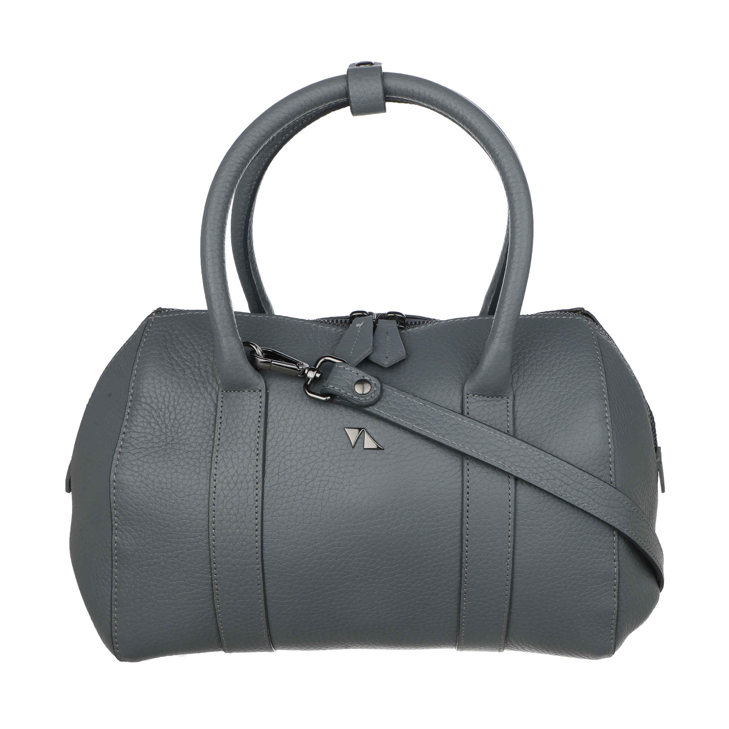 Sac à main Bauletto en cuir gris avec grande capacité pour femmes