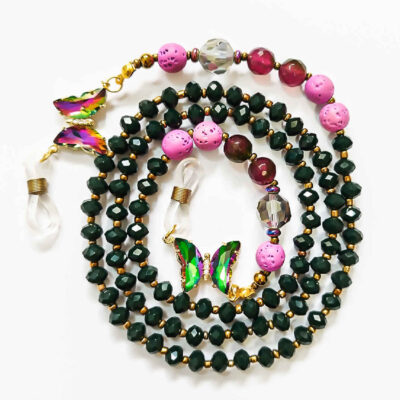 Chaîne de lunettes perlée – Perles de cristal & agate pour un usage quotidien