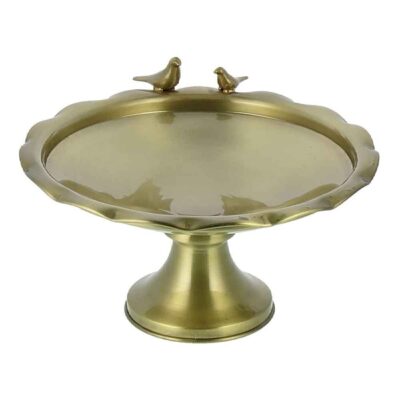Plateau de service sur pied en laiton pour sucreries et encas, design oiseau