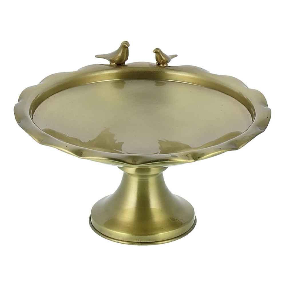 Plateau de service sur pied en laiton pour sucreries et encas, design oiseau