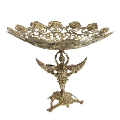 Présentoir de Service en Laiton Motif Ange Traditionnel pour Douceurs