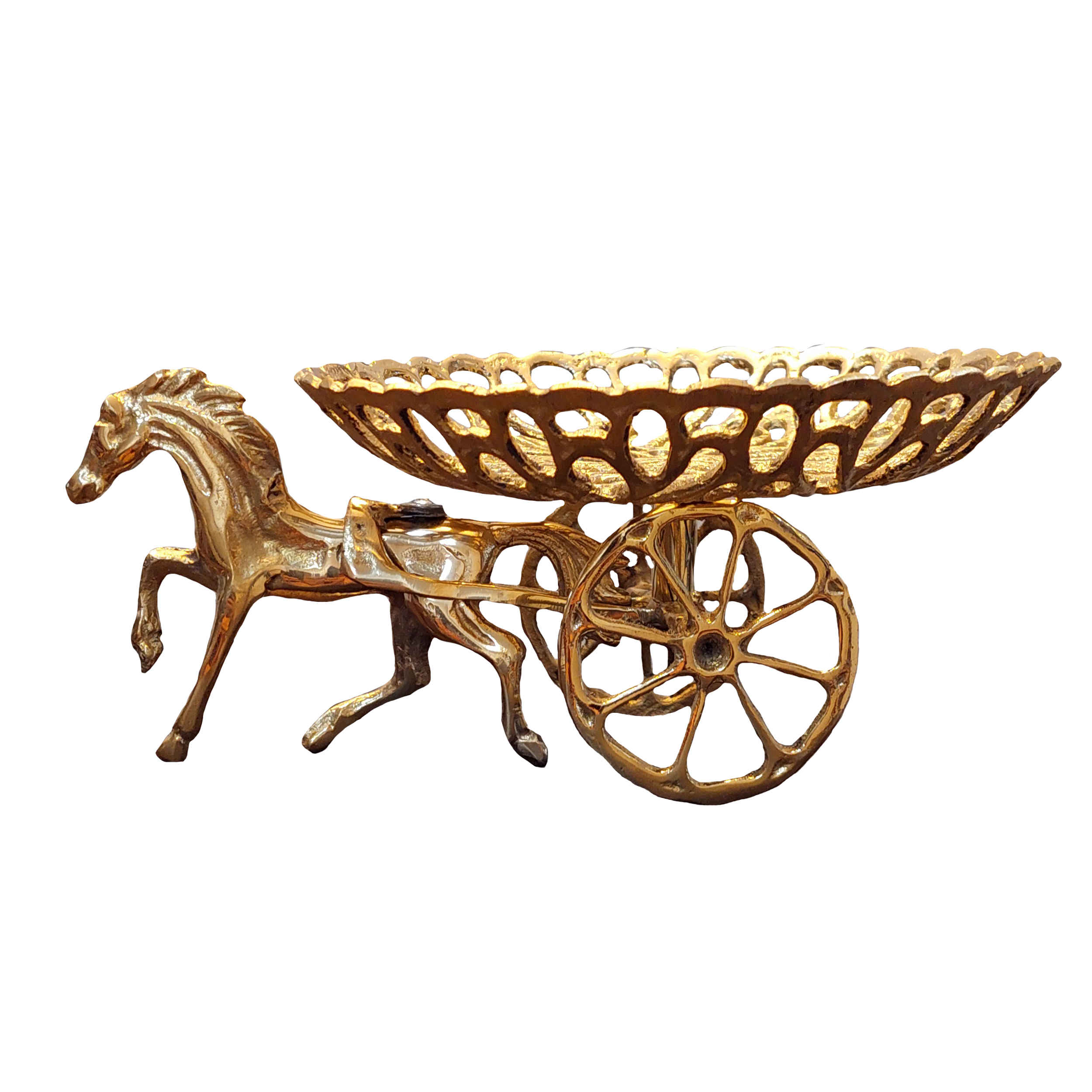 Présentoir de Service en Laiton pour Fruits & Douceurs Motif Cheval Traditionnel