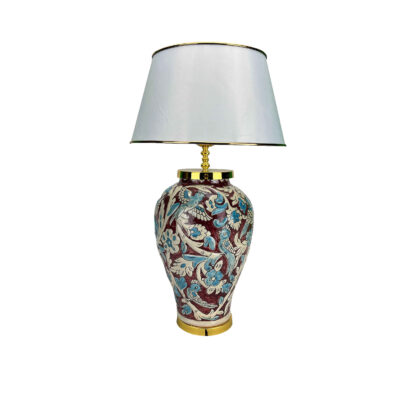 Lampe de table vase en céramique faite main avec abat-jour en tissu – Élégance artistique