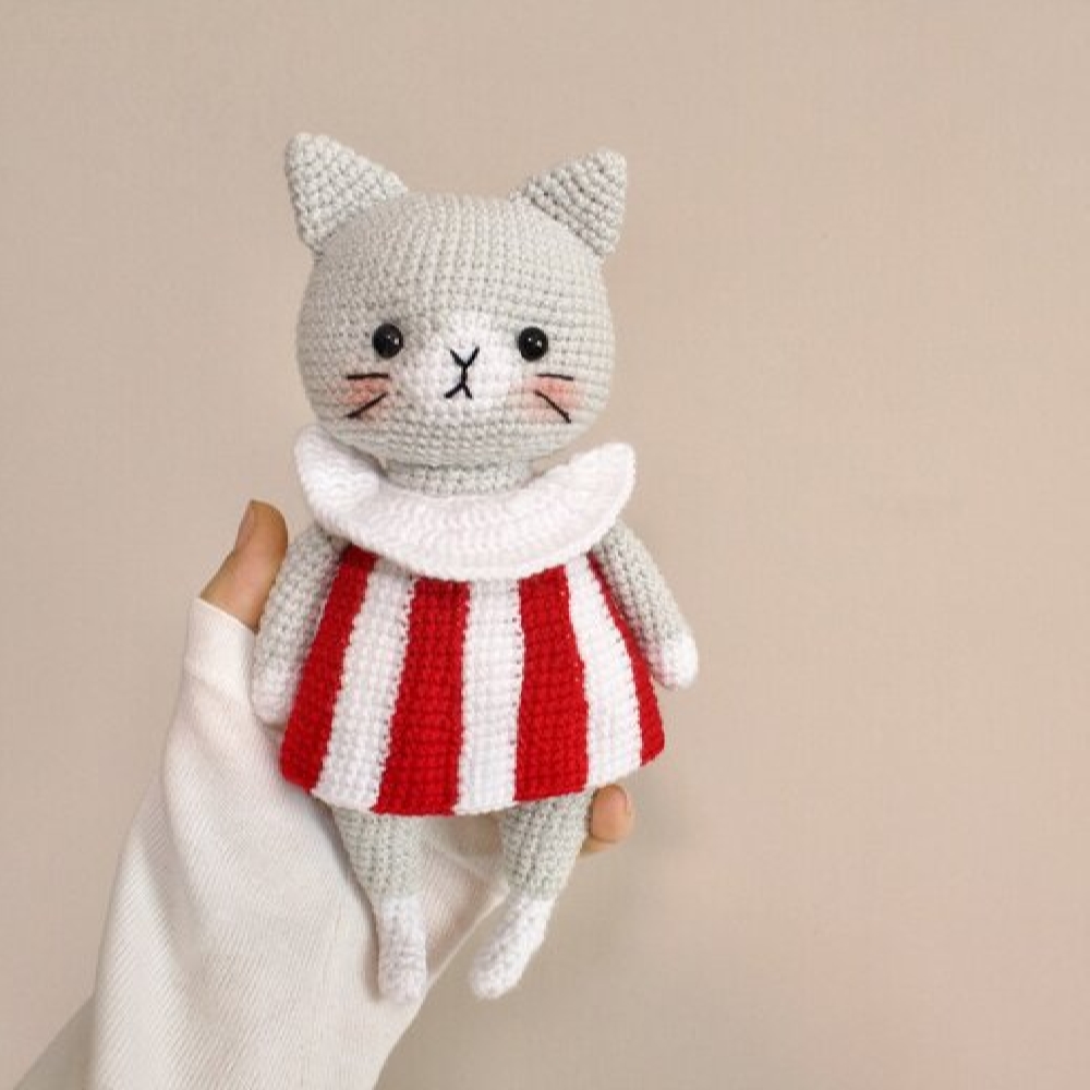 Amigurumi Animal en Peluche Fait Main – Gris | 23 cm Mignon et Confortable