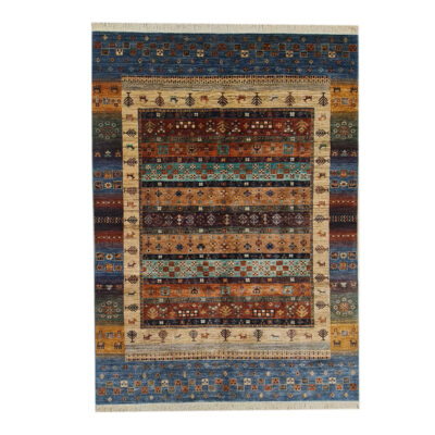 Tapis Gabbeh en laine persane véritable tissé à la main en Fars Bleu