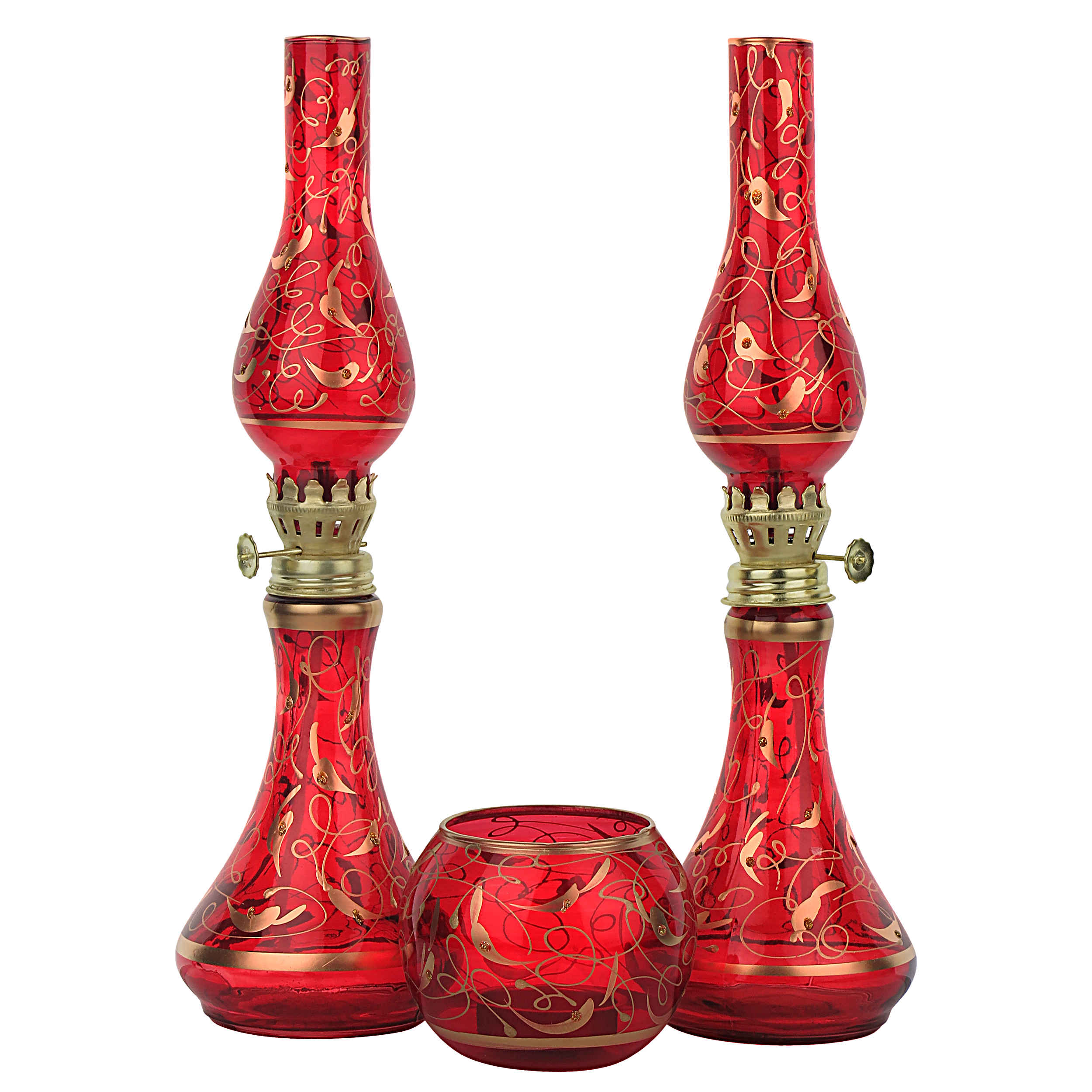 Ensemble de lampe à huile en verre avec bougeoir – design vintage