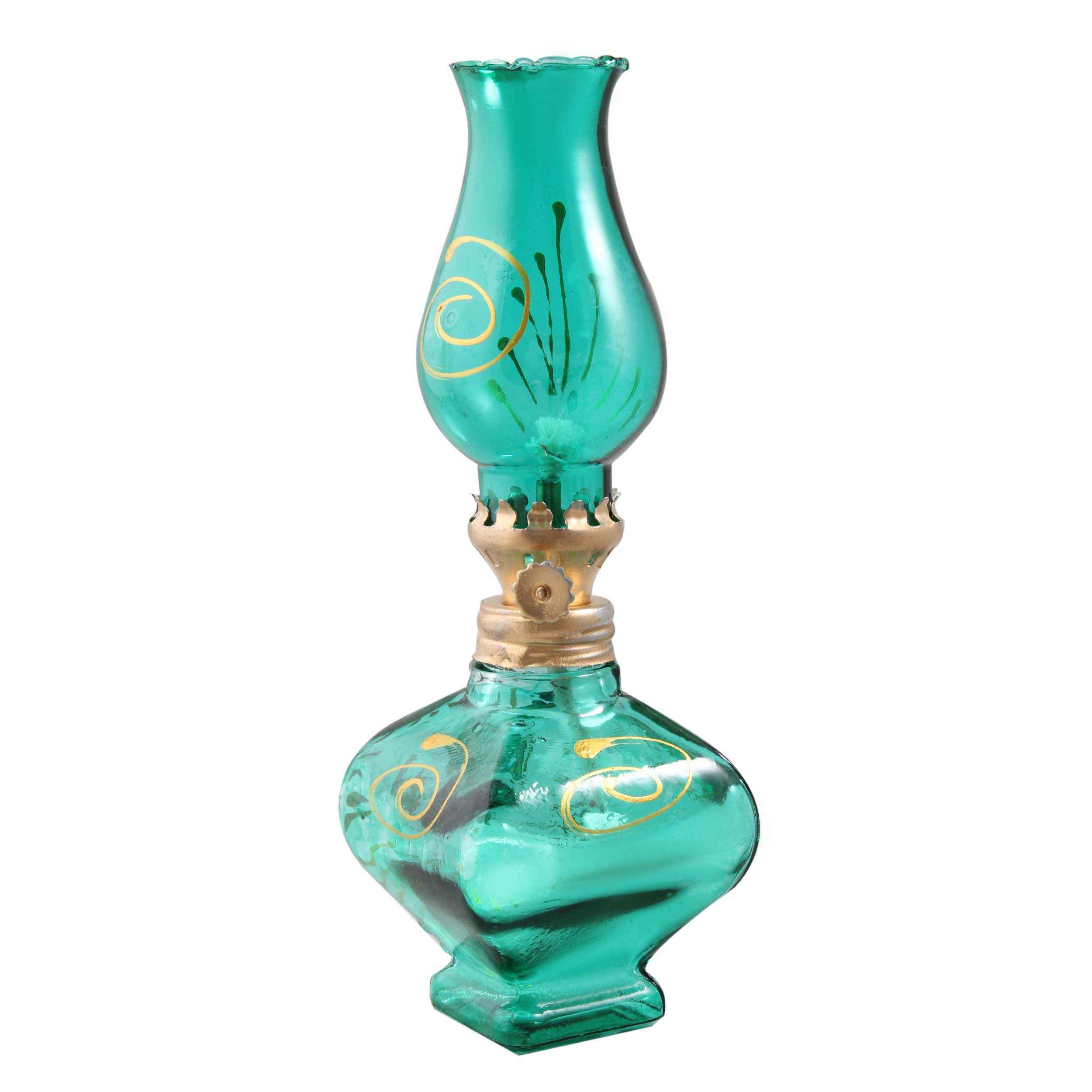 Lampe à huile en verre – design floral vintage