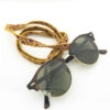 Sangle de lunettes artisanale – Broderie baloutche jaune & violette