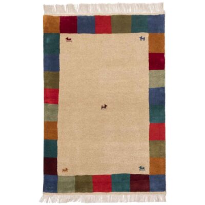 Tapis Gabbeh en laine persane véritable tissé à la main Bordé