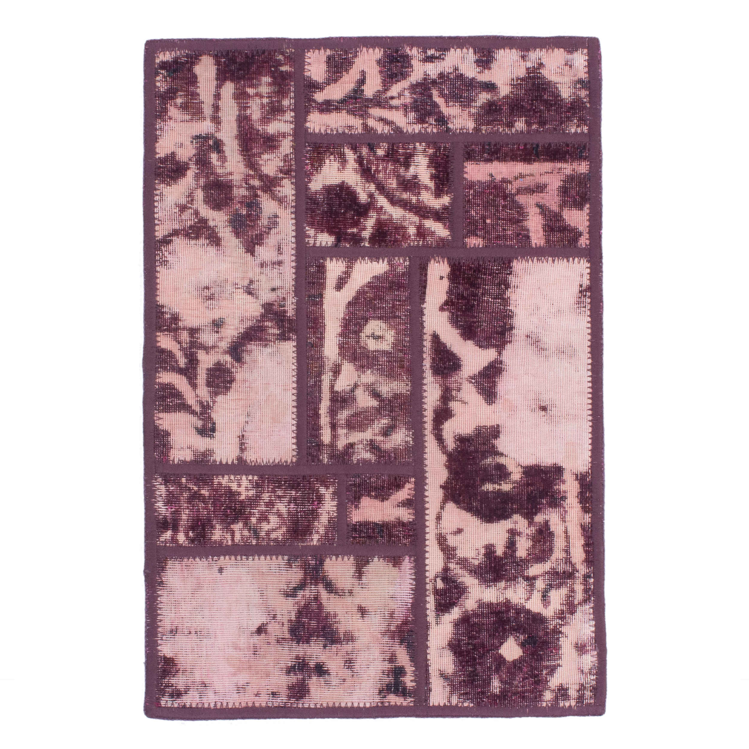 Tapis patchwork noué à la main persan vintage Violet