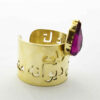 Bague Chevalière en Laiton Persan avec Améthyste pour Femmes