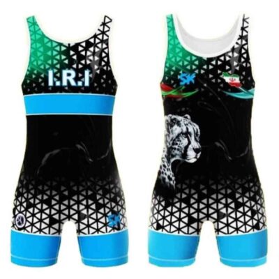 Singlet de Lutte Sans Manches pour Hommes Iranien Modèle Blue Leopard