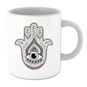 Tasse à Café en Céramique Islamique – Motif Main de Fatima Hamsa