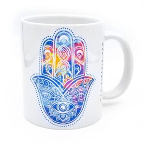 Tasse à Café en Céramique Islamique – Motif Main de Fatima
