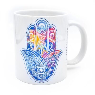 Tasse à Café en Céramique Islamique – Motif Main de Fatima