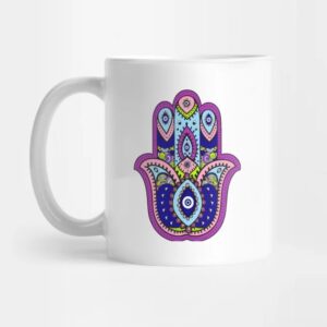 Tasse à Café en Céramique Islamique – Motif Main Hamsa