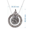Collier islamique en acier avec médaillon Calligraphie Ayat al-Kursi