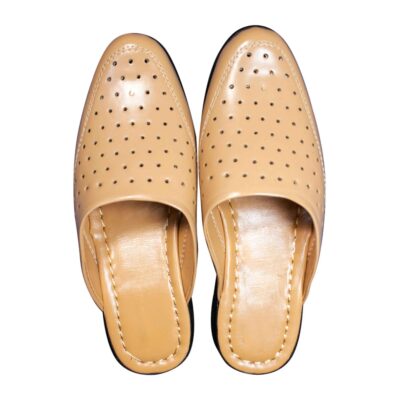 Chaussons de style islamique en cuir artificiel crème
