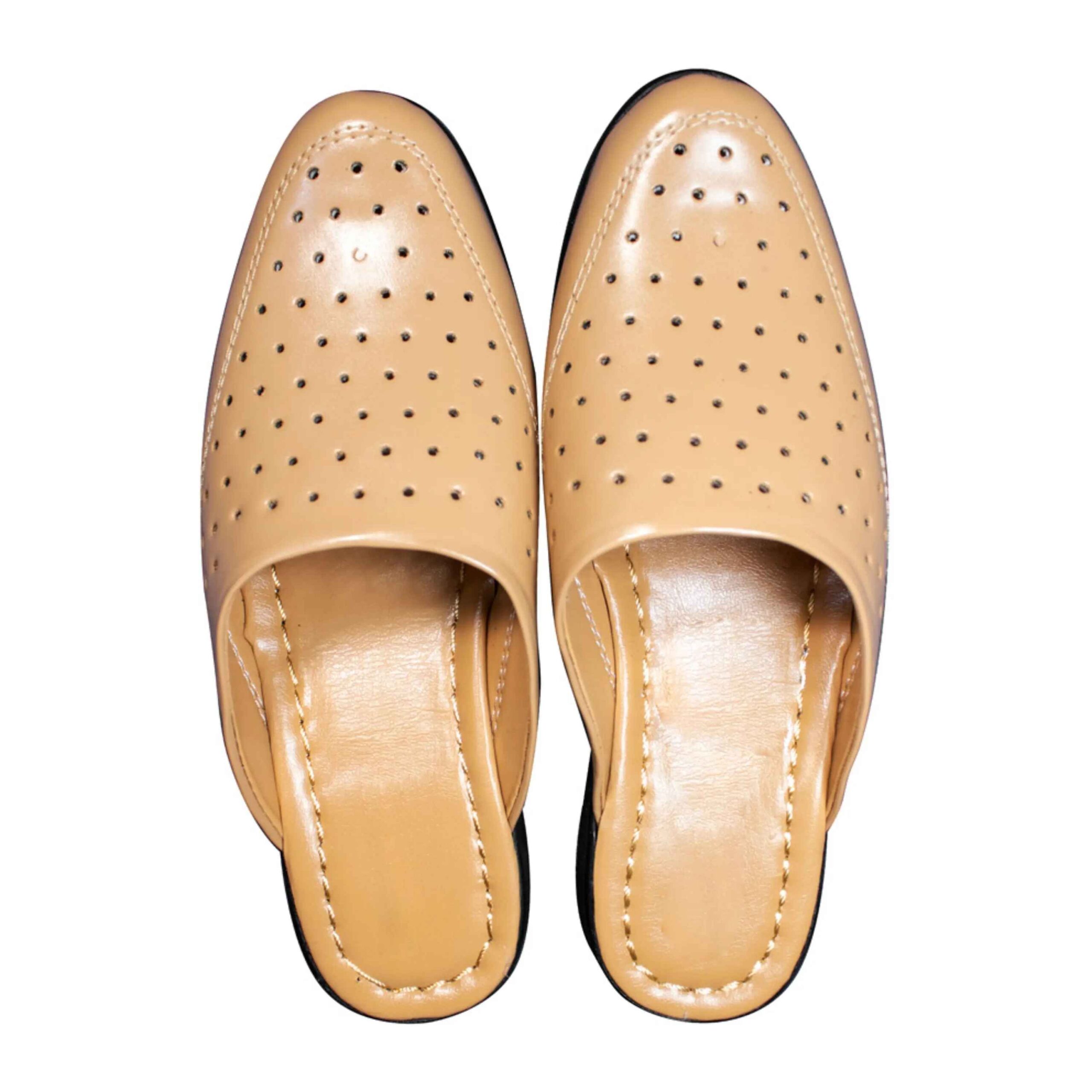 Chaussons de style islamique en cuir artificiel crème