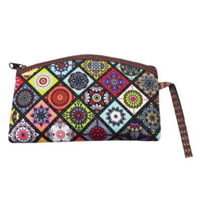 Trousse de maquillage persane en tissu Termeh à motif floral pour transporter des cosmétiques