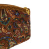 Trousse de maquillage persane en tissu Termeh marron à motif cachemire pour femme