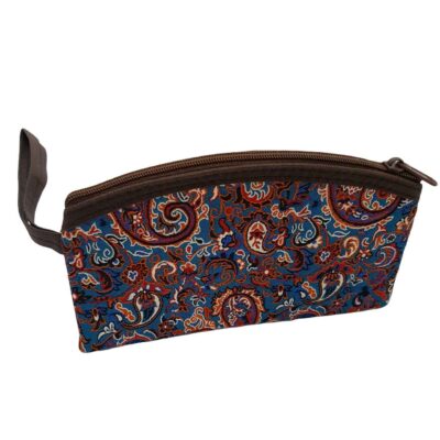 Trousse de maquillage persane en tissu Termeh à motif cachemire avec poignée pour cosmétiques