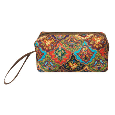 Trousse de maquillage persane en tissu traditionnel avec motif floral