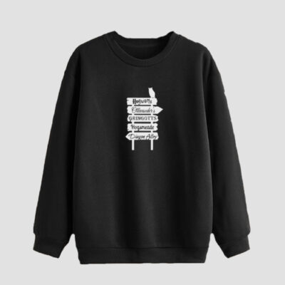 Sweat-shirt homme col rond en coton noir Harry Potter