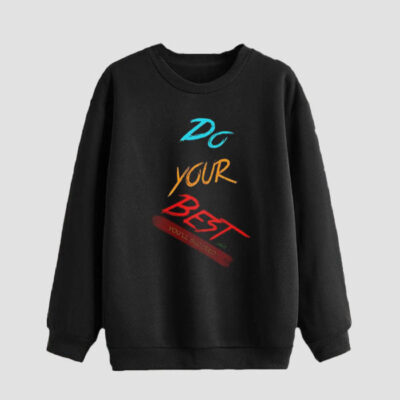 Sweat-shirt homme col rond en coton noir Modèle Do Your Best