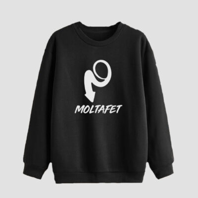 Sweat-shirt homme col rond en coton noir Moltafet