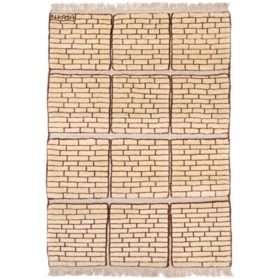 Tapis Gabbeh en laine persane original véritable tissé à la main Mur de Brique