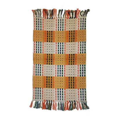 Tapis Jajim persan tissé à plat Damier Jaune