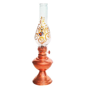 Lampe à huile persane au kérosène avec base en cuivre – motif Shah Abbasi