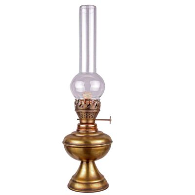 Lampe à huile persane au kérosène avec base en métal doré