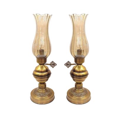 Lampe à huile persane au kérosène avec base en métal (x2)