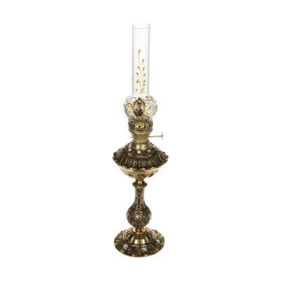 Lampe à huile persane au kérosène avec base en laiton – motif Shah Abbasi