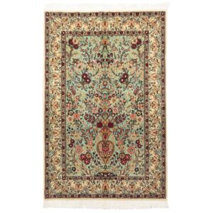 Tapis persan avec laine noué à la main à Ispahan floral vert clair