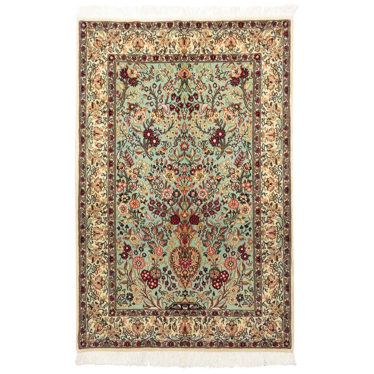 Tapis persan avec laine noué à la main à Ispahan floral vert clair