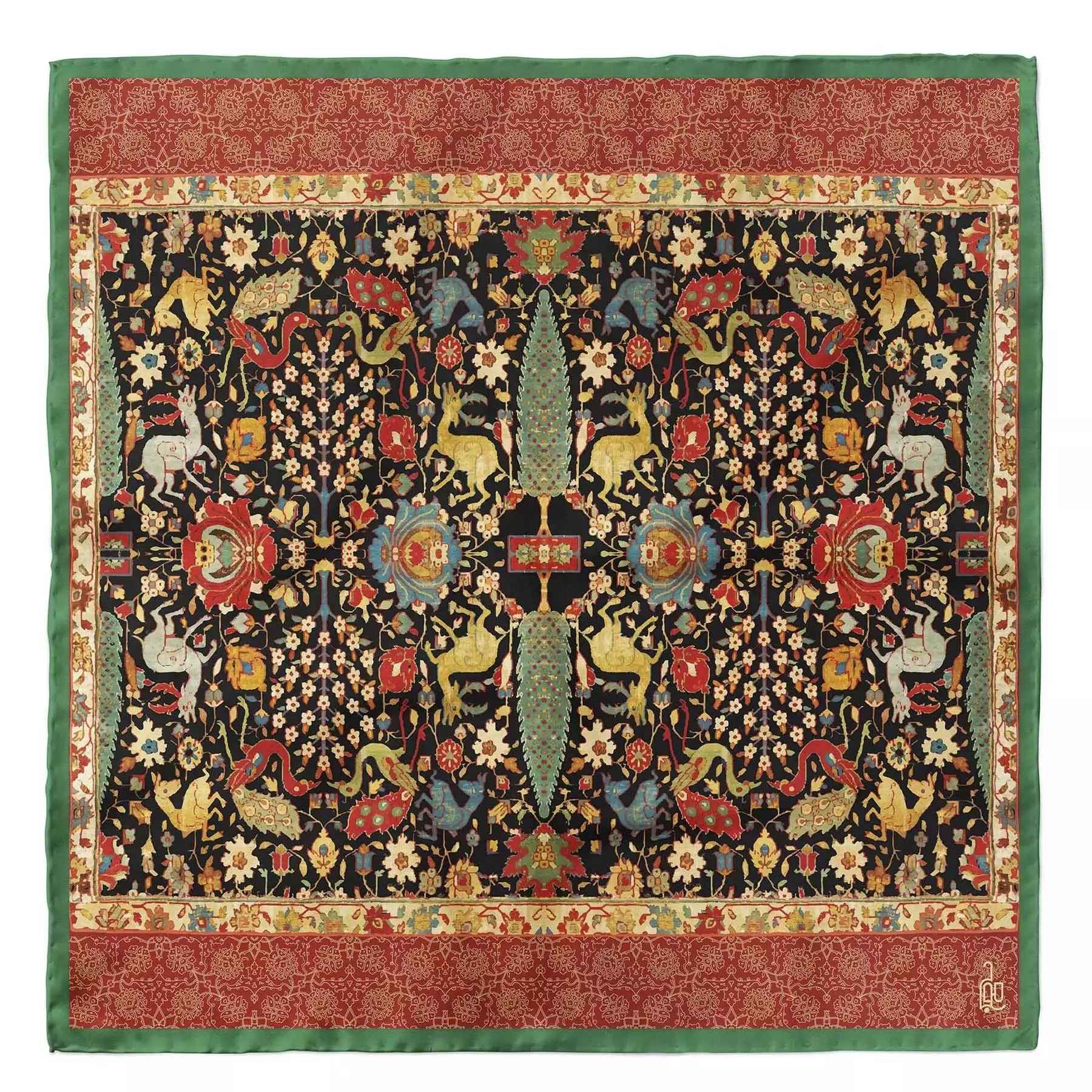 Foulard Miniature Persan pour Femme - Motif Traditionnel Luxueux et Vibrant