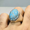 Bague en Argent Persan pour Homme avec Turquoise de Neyshabur