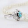 Bague en Argent Persan Faite Main avec Turquoise de Neyshabur Plaqué Rhodium