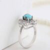 Bague en Argent Persan Faite Main avec Turquoise de Neyshabur Plaqué Rhodium
