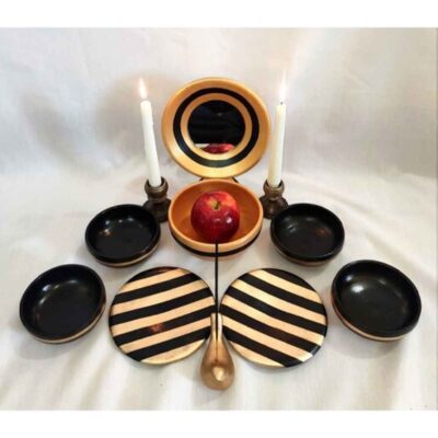 Ensemble de plats Haft-Seen en céramique avec miroir et porte-bougie – Pour Norouz