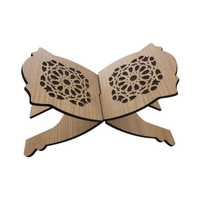 Support Rehal en bois pliable pour le Coran avec motif complexe