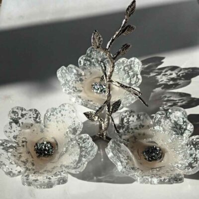 Plat de Service en Résine pour Noix et Douceurs Motif Fleur