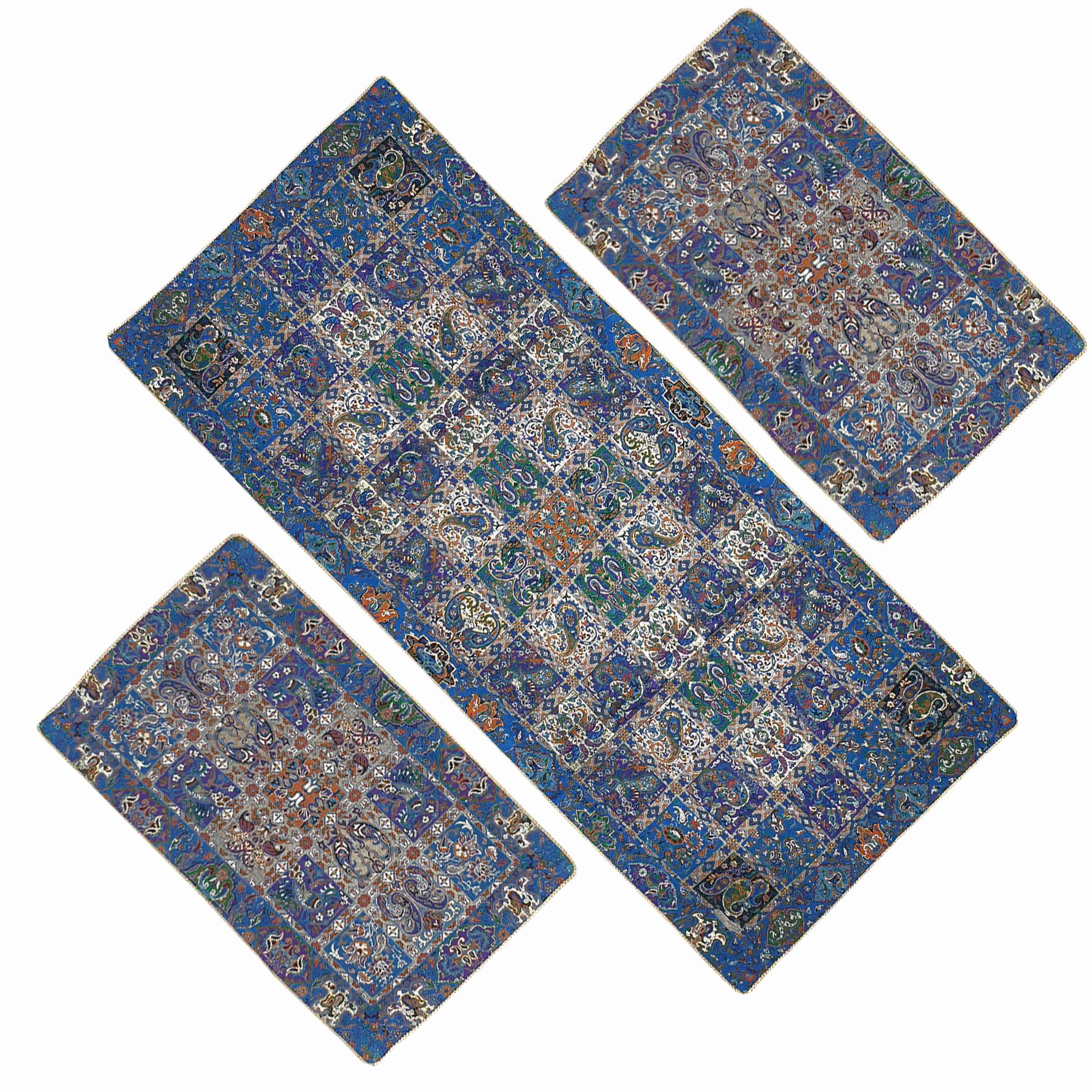 Ensemble de 3 Nappes Persanes Luxueuses Termeh de Yazd Kheshti
